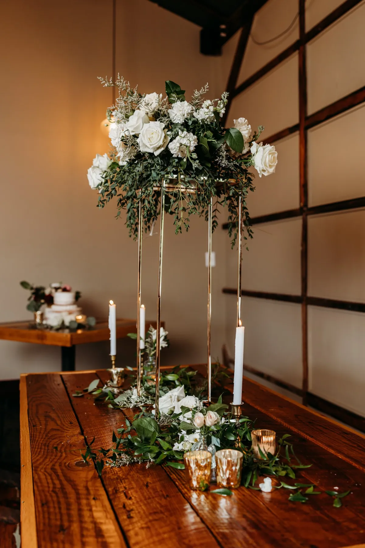 Blushing Bride — Heather Florals arrangement at Silver Run Chapel