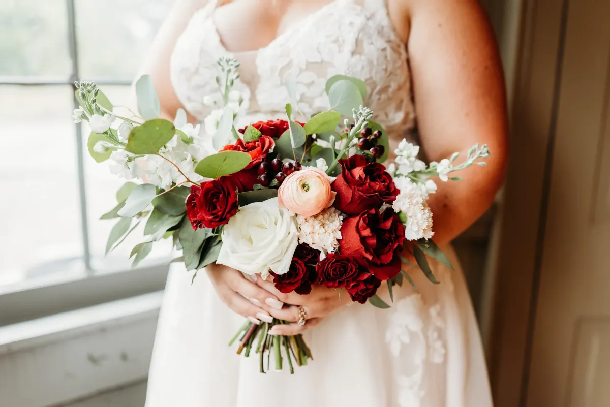 Carmine — Heather Florals arrangement at Silver Run Chapel